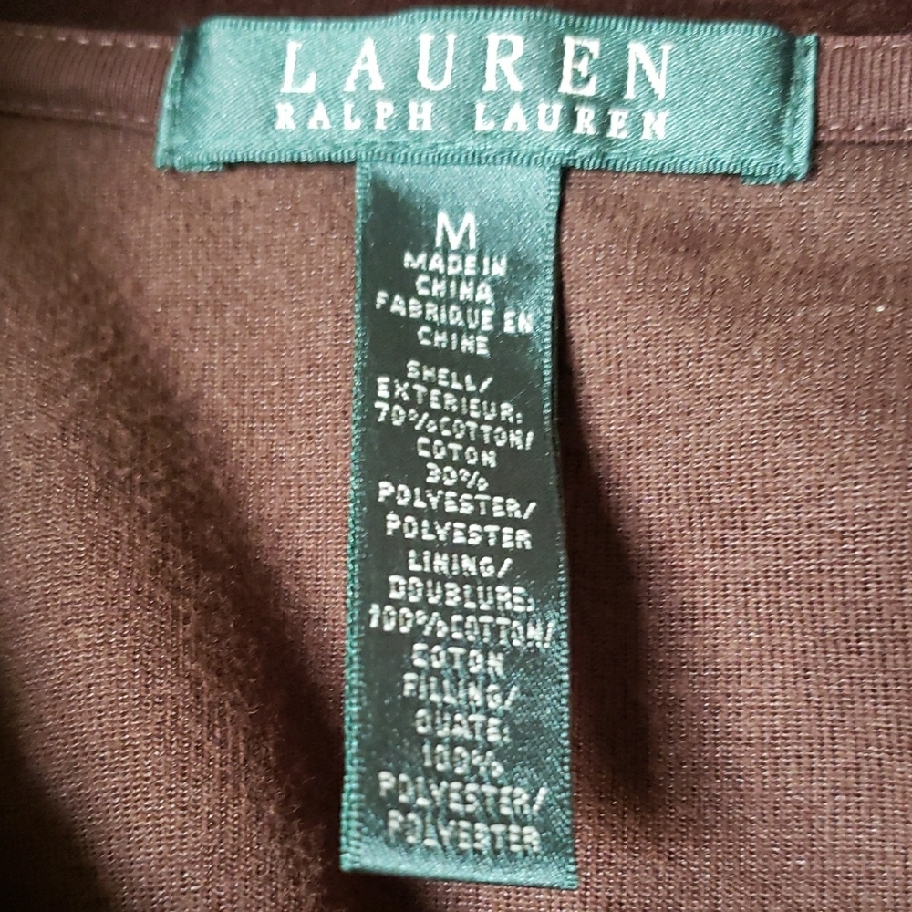 LAUREN Ralph Lauren Brown Quilted Bomber Jacket Velvet,SIZE M - Picture 3 of 10